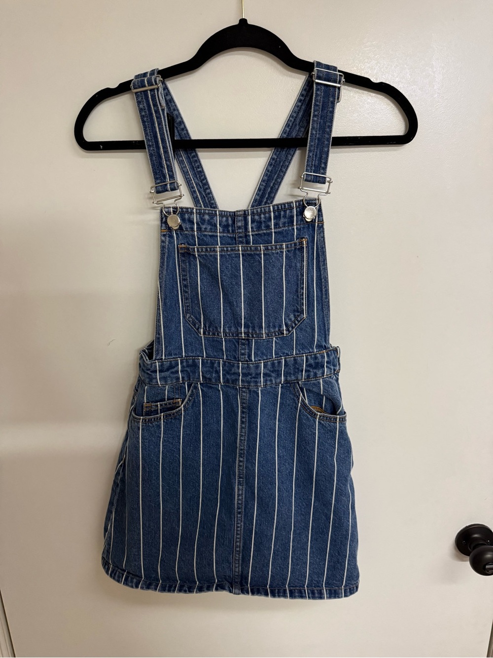Striped Blue Denim  Overall Dress